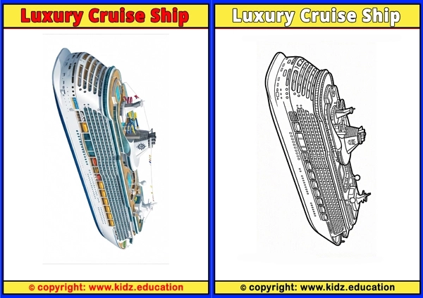 Luxury Cruise Ship - Printable Coloring Page for Kids
