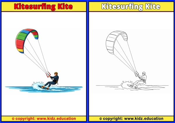 Kitesurfing Kite - Printable Coloring Page for Kids
