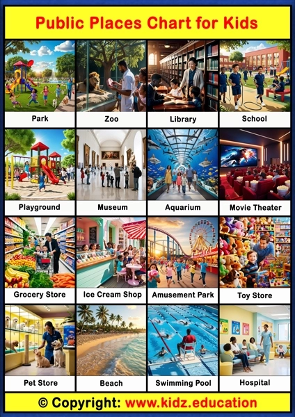 Public Places Chart -1 | Printable Educational Chart for Kids