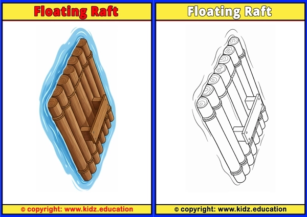 Floating Raft - Printable Coloring Page for Kids