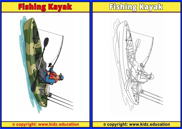 Fishing Kayak - Printable Coloring Page for Kids
