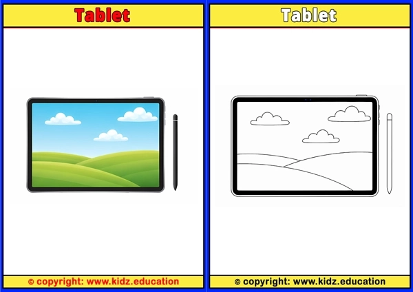 Tablet - Printable Coloring Page for Kids