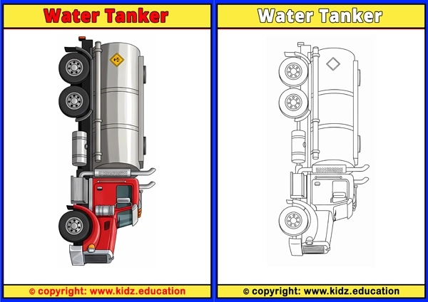 Water Tanker - Printable Coloring Page for Kids
