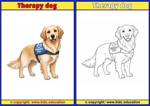 Therapy Dog - Printable Coloring Page for Kids