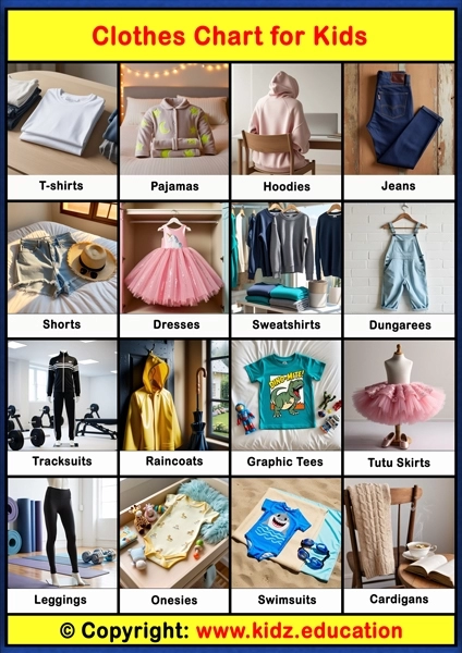 Clothes Chart - 1 | Printable Educational Chart for Kids