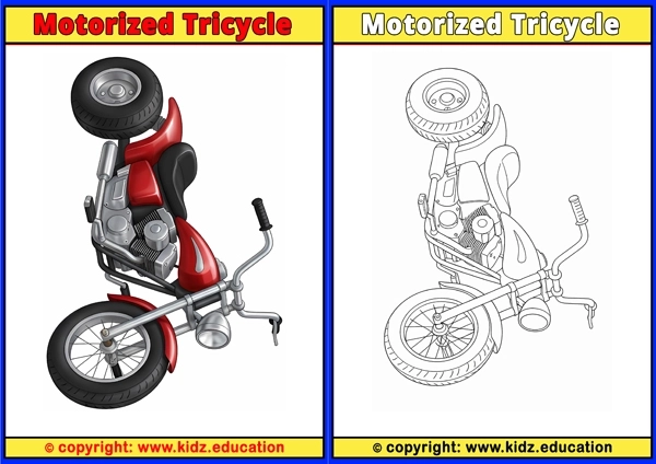 Motorized Tricycle - Printable Coloring Page for Kids