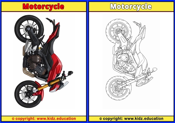 Motorcycle - Printable Coloring Page for Kids