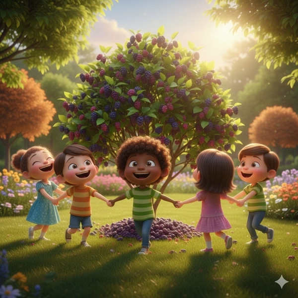 Here We Go Round the Mulberry Bush - Nursery Rhymes for Kids in English (Full Lyrics)