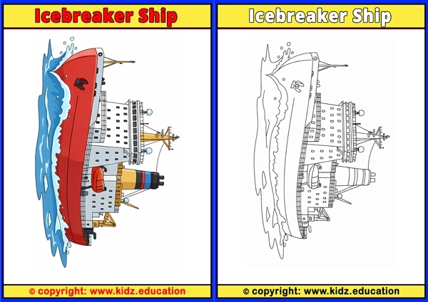 Icebreaker Ship - Printable Coloring Page for Kids