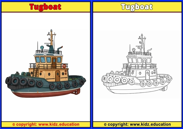 Tugboat - Printable Coloring Page for Kids