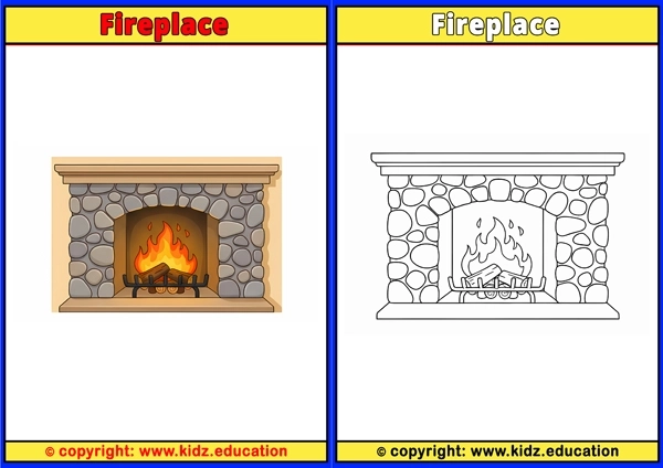 Fireplace - Printable Coloring Page for Kids