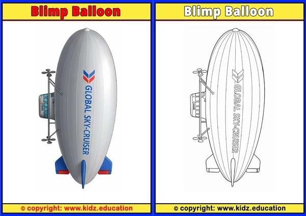 Blimp Balloon - Printable Coloring Page for Kids