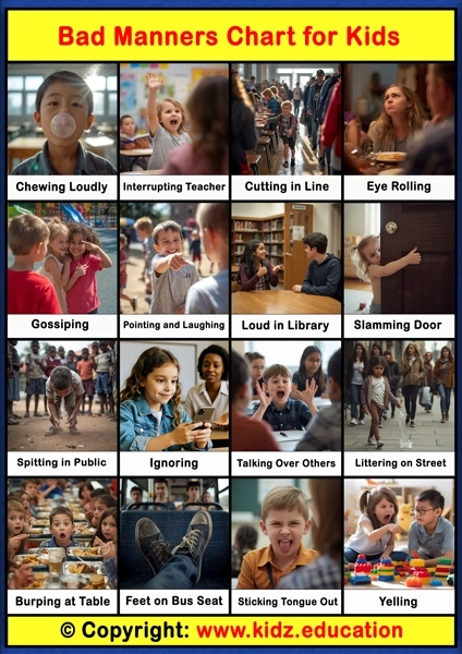 Bad Manners Chart – 1 | Printable Educational Chart for Kids
