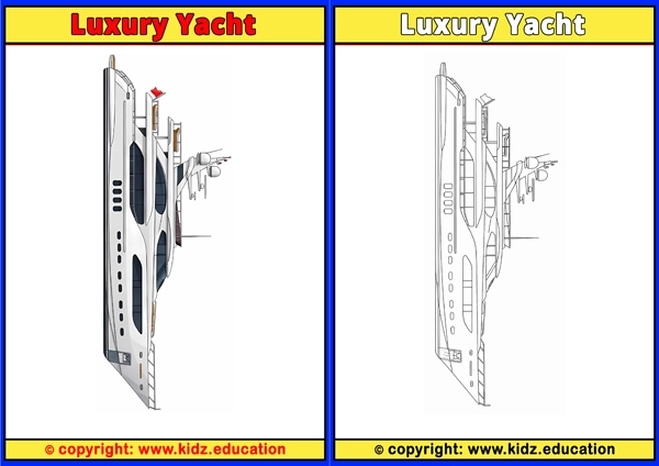 Luxury Yacht - Printable Coloring Page for Kids