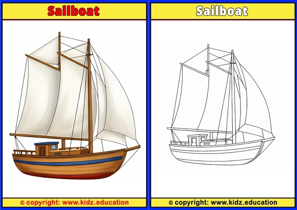 Sailboat - Printable Coloring Page for Kids