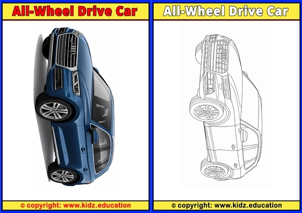 All-wheel Drive Car - Printable Coloring Page for Kids