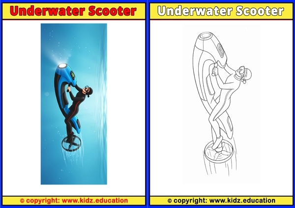 Underwater Scooter - Printable Coloring Page for Kids