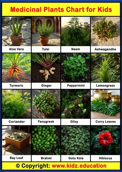 Medicinal Plants Chart – 1 | Printable Educational Chart for Kids