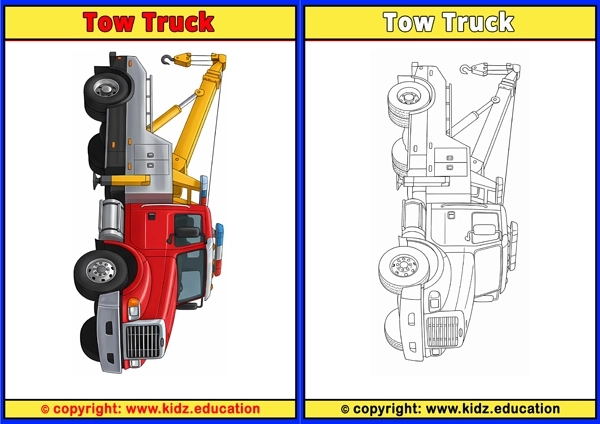 Tow Truck - Printable Coloring Page for Kids