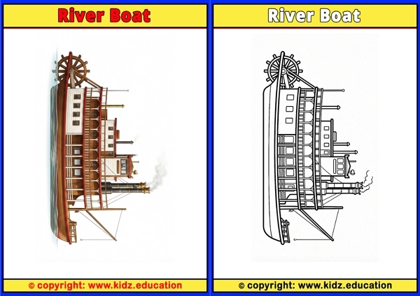 River Boat - Printable Coloring Page for Kids