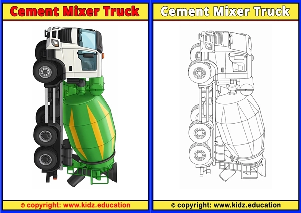 Cement Mixer Truck - Printable Coloring Page for Kids