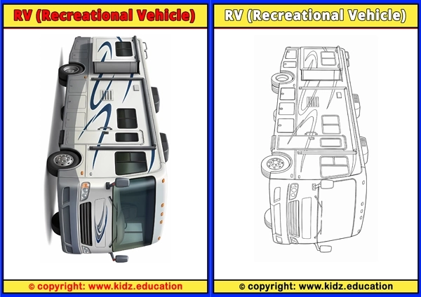 Rv (Recreational Vehicle) - Printable Coloring Page for Kids