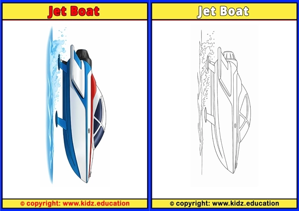 Jet Boat (Fly-by-water) - Printable Coloring Page for Kids