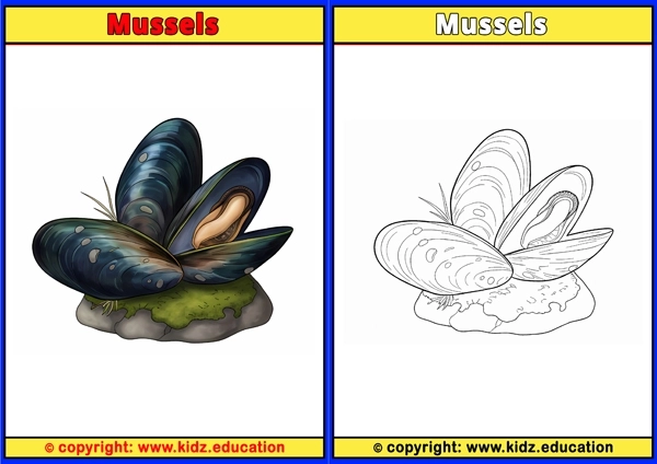 Mussels - Printable Coloring Page for Kids