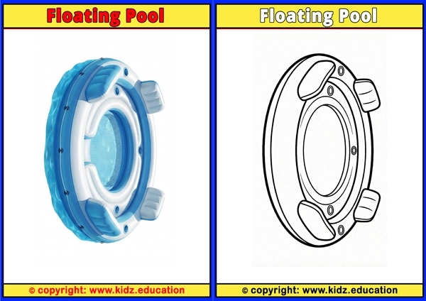 Floating Pool - Printable Coloring Page for Kids