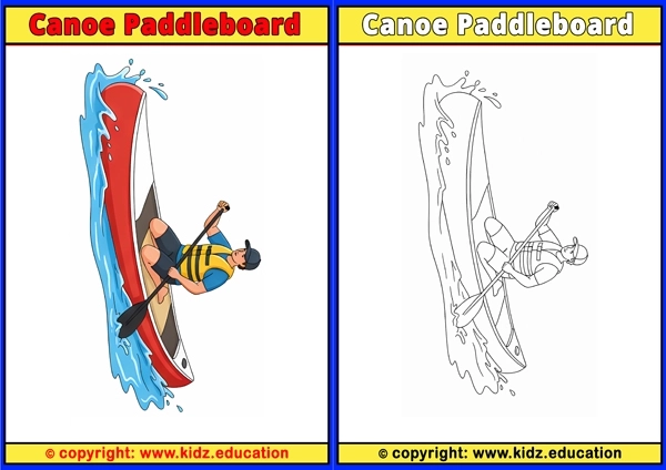 Canoe Paddleboard - Printable Coloring Page for Kids