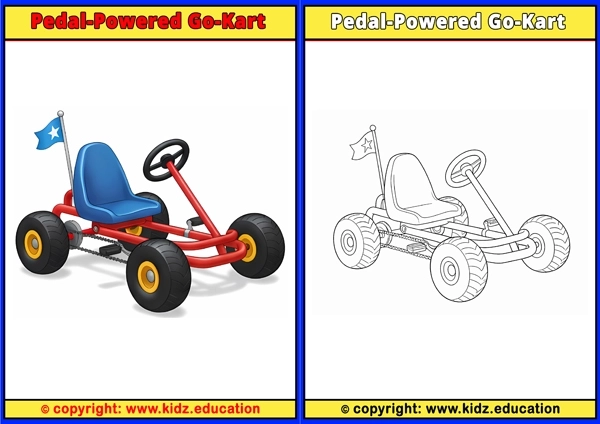 Pedal-powered Go-kart - Printable Coloring Page for Kids