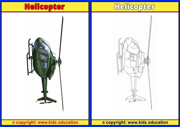Heli-Skiing Helicopter - Printable Coloring Page for Kids