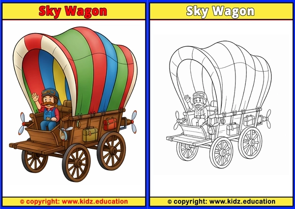 Sky Wagon - Printable Coloring Page for Kids