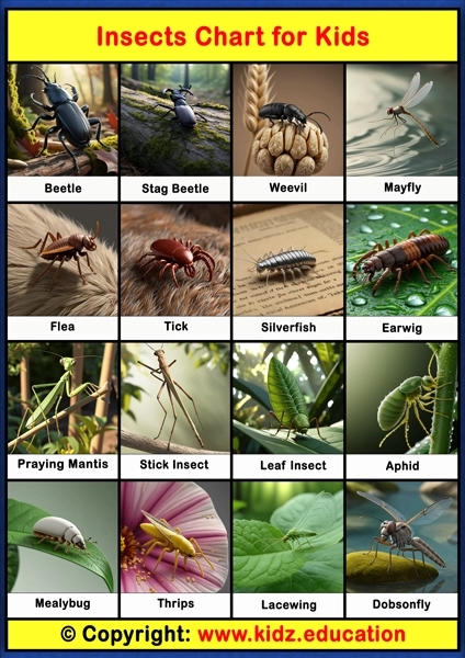 Insects Chart - 2 | Printable Educational Chart for Kids