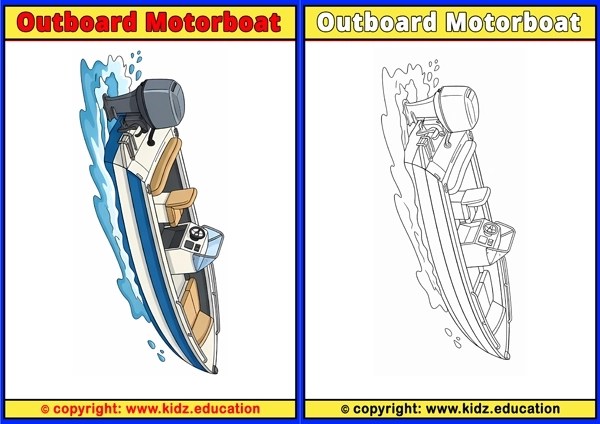 Outboard Motorboat - Printable Coloring Page for Kids