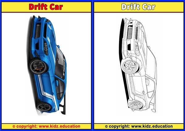 Drift Car - Printable Coloring Page for Kids