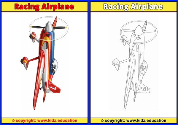 Racing Airplane - Printable Coloring Page for Kids