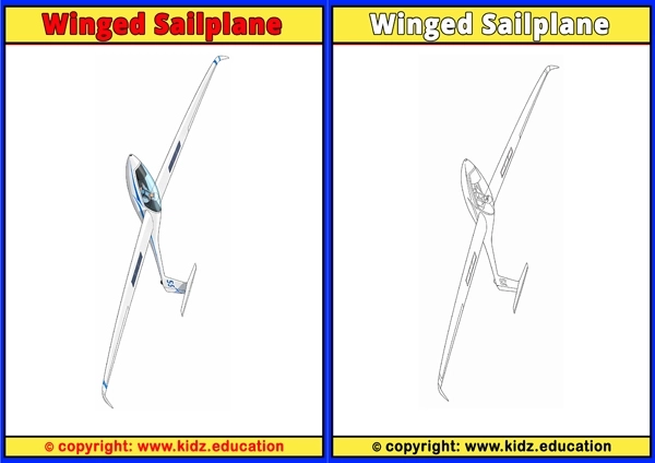 Winged Sailplane - Printable Coloring Page for Kids