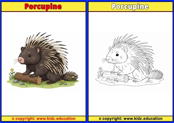 Porcupine - Printable Coloring Page for Kids