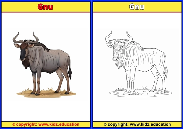 Gnu - Printable Coloring Page for Kids