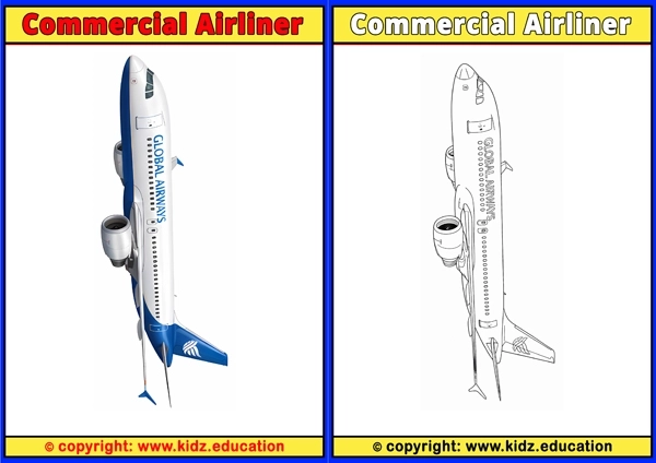 Commercial Airliner - Printable Coloring Page for Kids