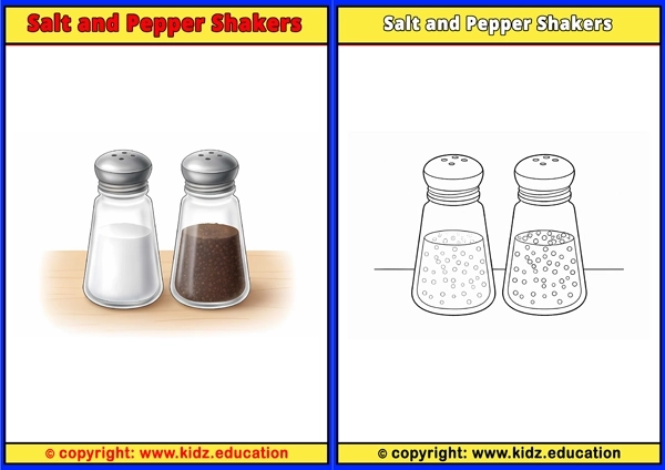 Salt and Pepper Shakers - Printable Coloring Page for Kids