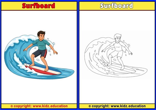 Surfboard - Printable Coloring Page for Kids