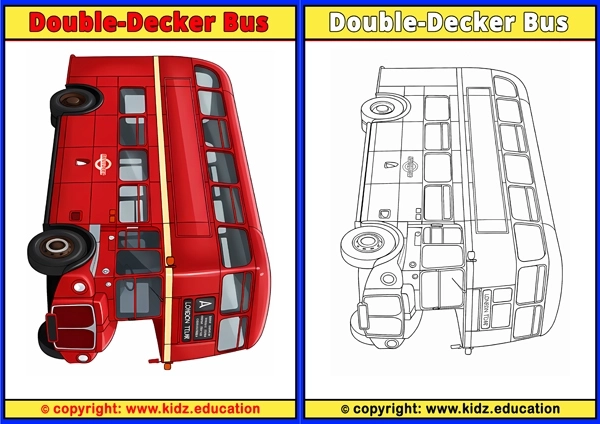 Double-decker Bus - Printable Coloring Page for Kids