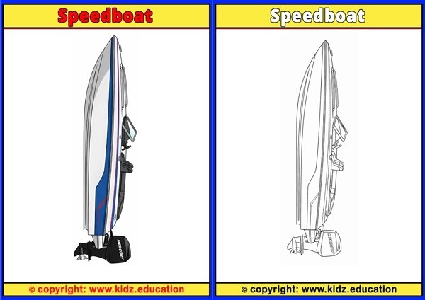 Speedboat - Printable Coloring Page for Kids