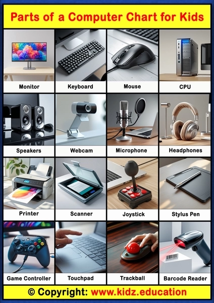Parts of a Computer Chart - 1 | Printable Educational Chart for Kids