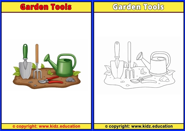 Garden Tools - Printable Coloring Page for Kids