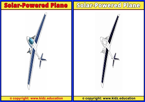 Solar-Powered Plane - Printable Coloring Page for Kids