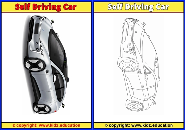 Self Driving Car - Printable Coloring Page for Kids