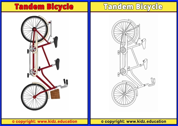 Tandem Bicycle - Printable Coloring Page for Kids